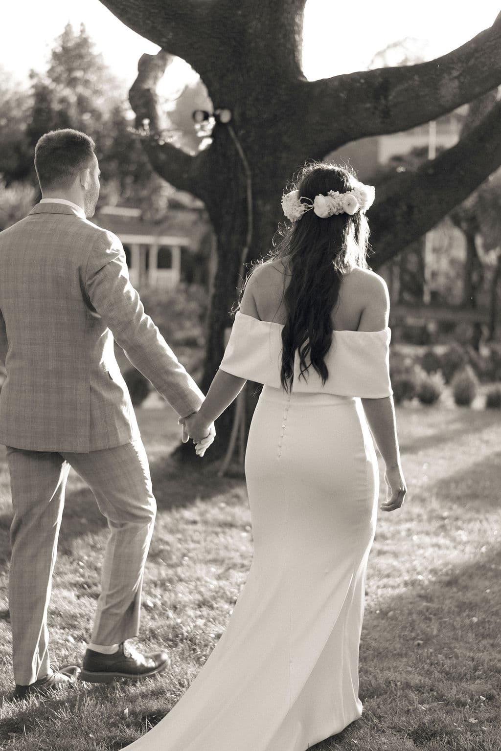 Cinematic outdoor engagement portrait at sunset by DFW wedding photographer