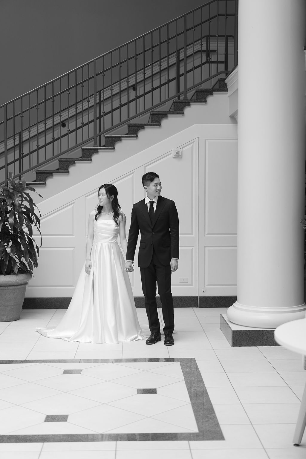 Black and white wedding portrait by Dallas photographer